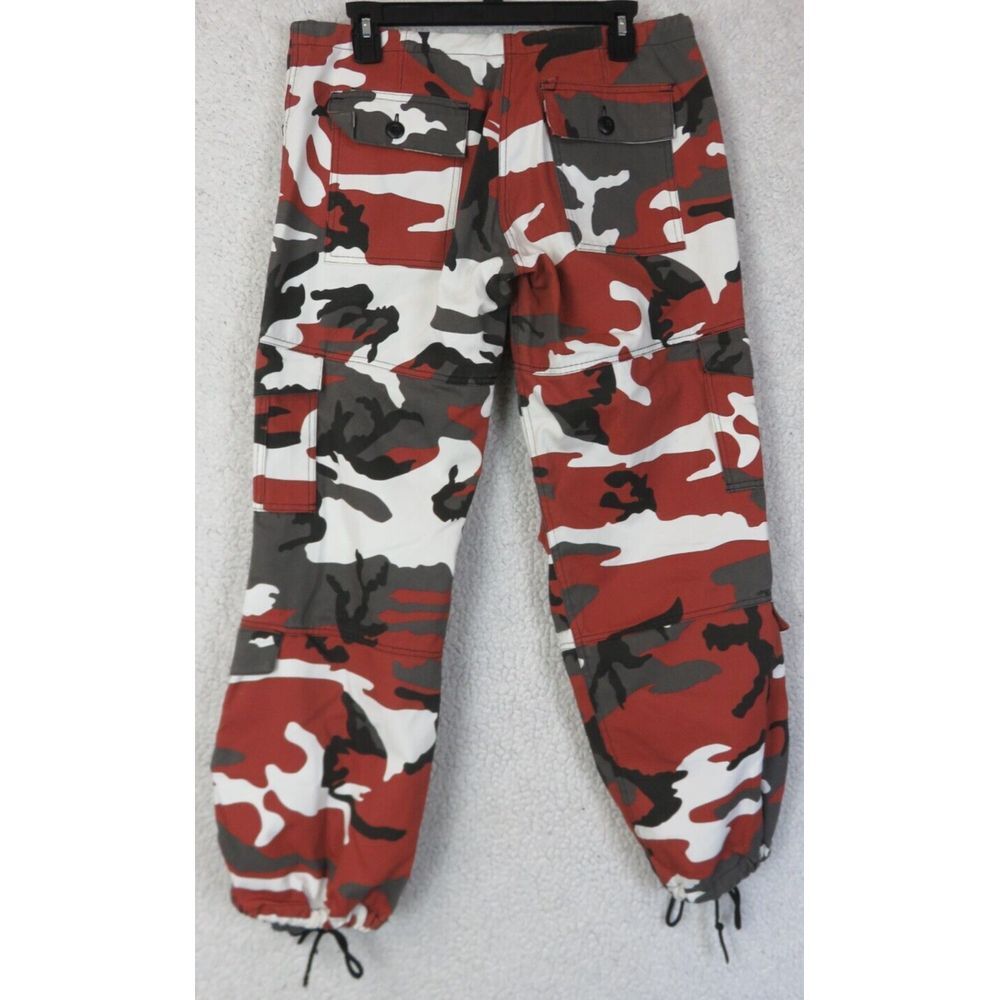 Womens ROTHCO Camoflage Camo Red Gray Cargo Pants Size XS 32x30 Punk Goth Tech